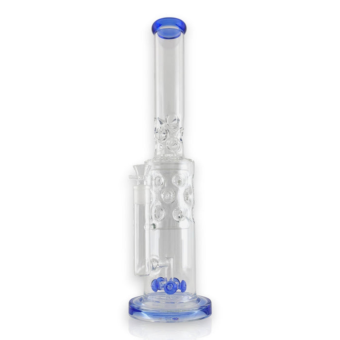 16" Straight Shooter Water Pipe with Screw Percolators - Blue Glass Bong Super Supplys Inc