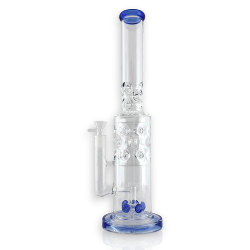 16" Straight Shooter Water Pipe with Screw Percolators - Blue Glass Bong Super Supplys Inc
