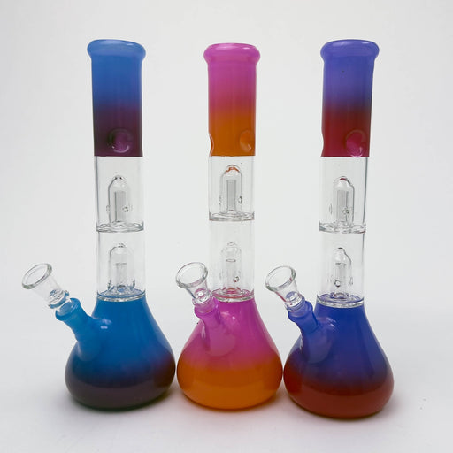 12" Dual Percolator Glass Bong – Gradient Finish, Assorted Colors Glass Bong RMG WHOLESALE