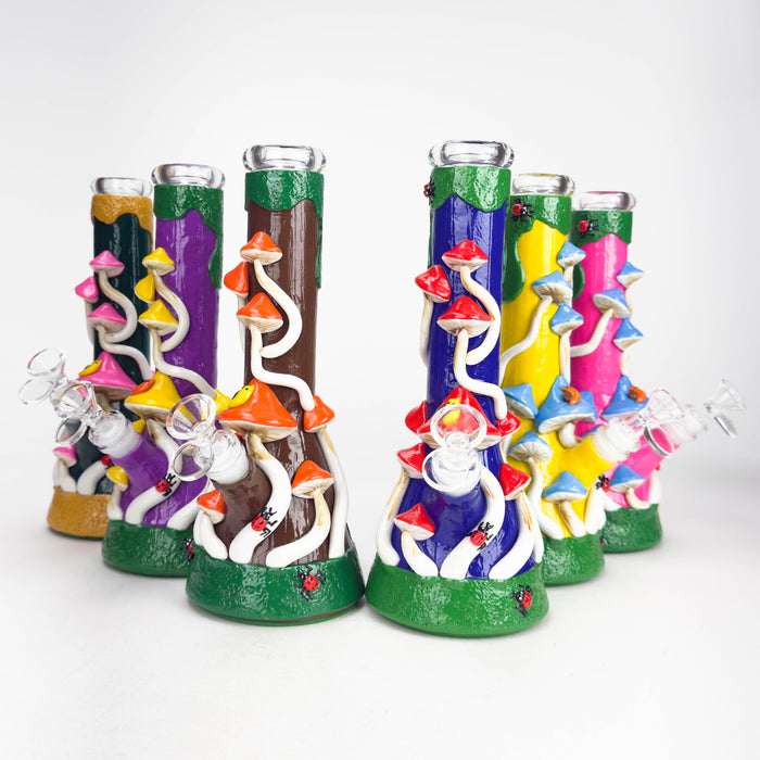 10" 3D Mushroom Design Glass Beaker Bong