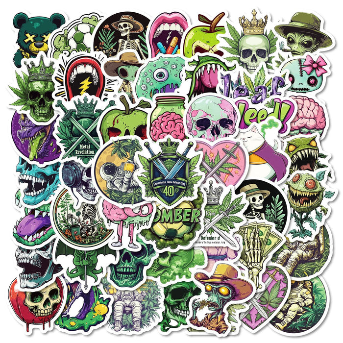 50pcs Assorted Cannabis Design Stickers Gadget Every Weekend Option Q
