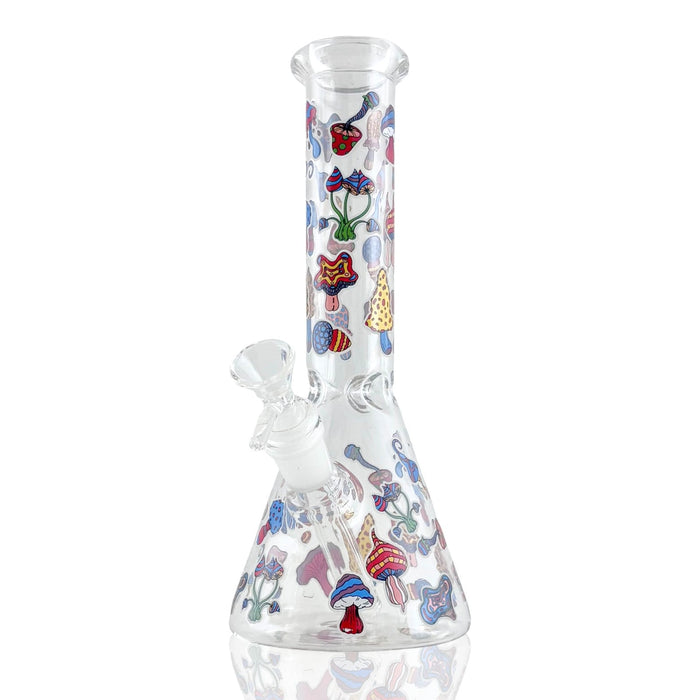 10" Psychedelic Shroomscape Beaker Bong – 4mm Thick Glass Glass Bong Super Supplys Inc Design B