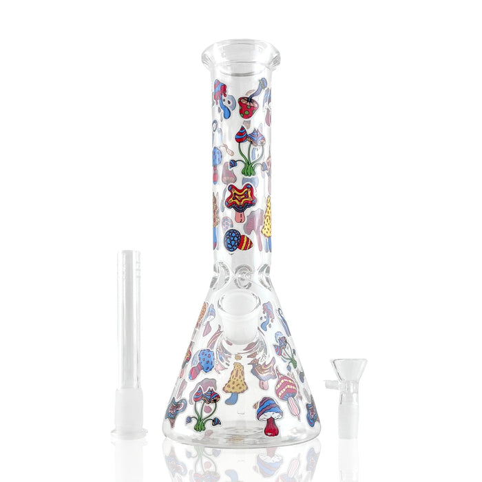 10" Psychedelic Shroomscape Beaker Bong – 4mm Thick Glass Glass Bong Super Supplys Inc