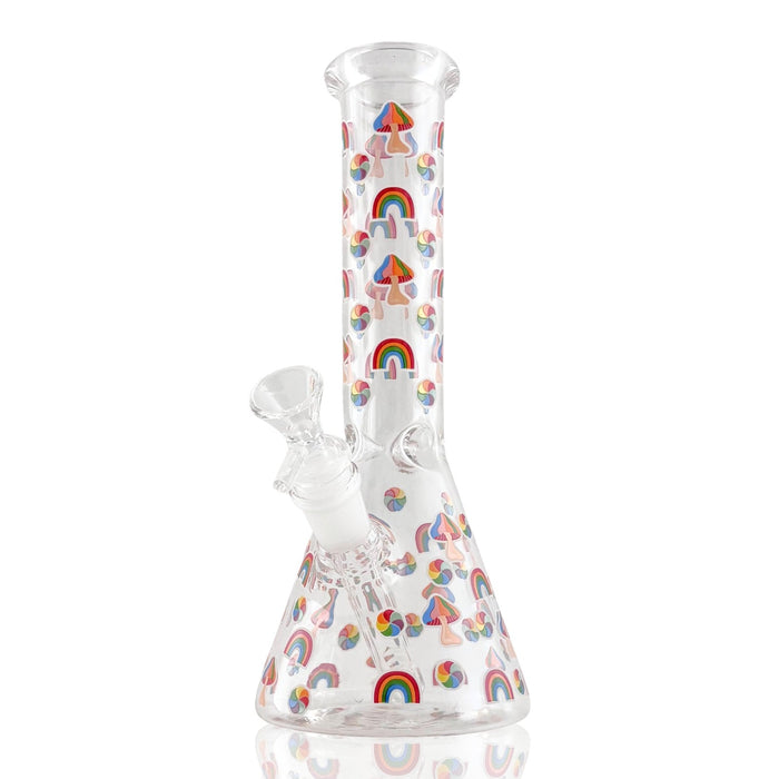 10" Psychedelic Shroomscape Beaker Bong – 4mm Thick Glass Glass Bong Super Supplys Inc Design C