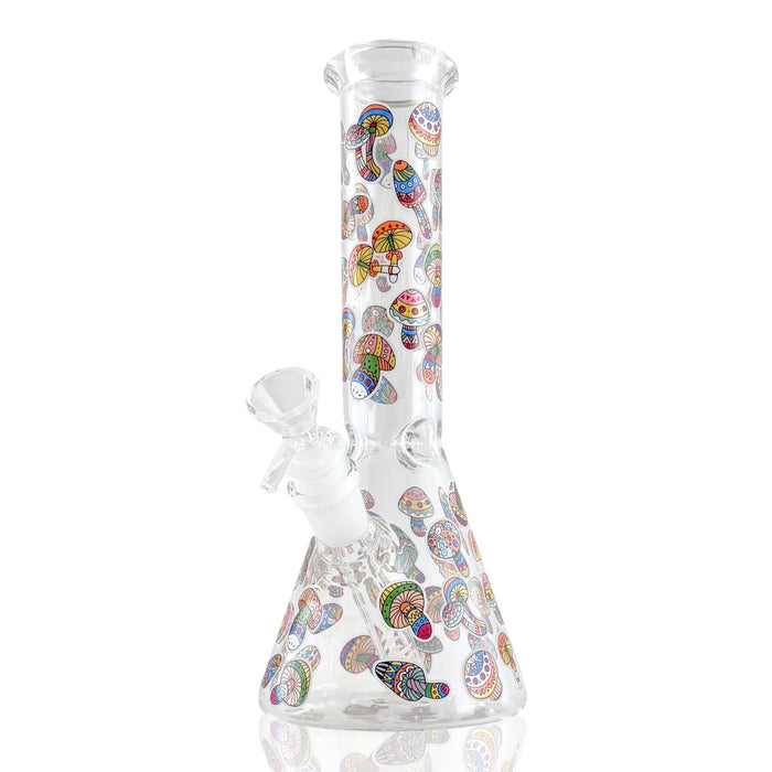 10" Psychedelic Shroomscape Beaker Bong – 4mm Thick Glass Glass Bong Super Supplys Inc Design A