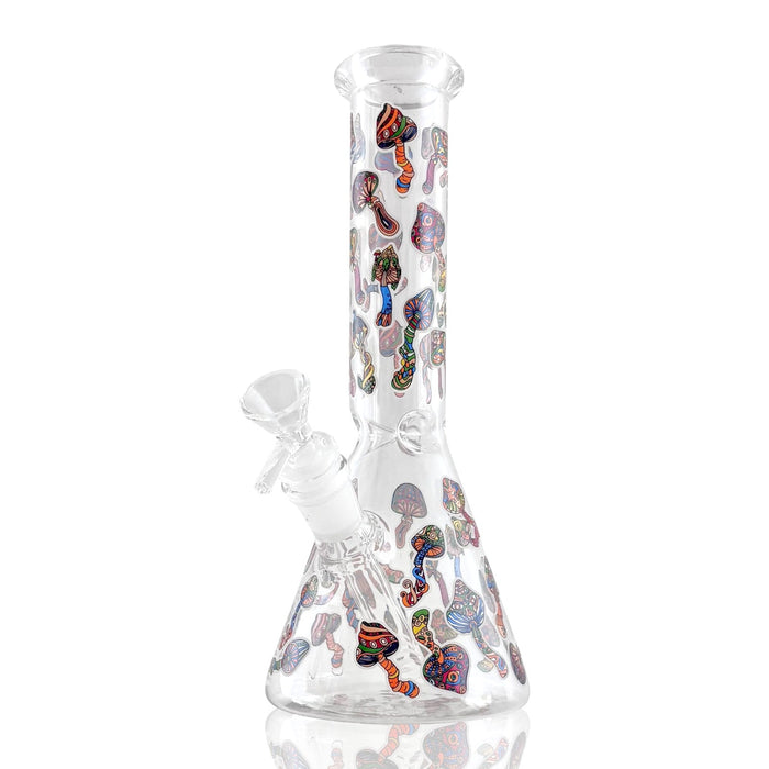 10" Psychedelic Shroomscape Beaker Bong – 4mm Thick Glass Glass Bong Super Supplys Inc Design D