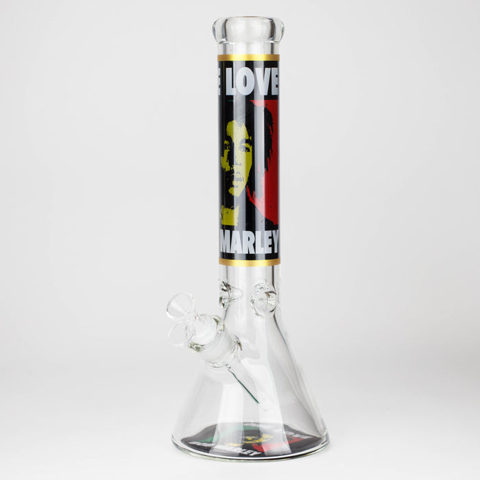 14" BM Design Glass Bong – 7mm Thick Heavy Duty Beaker Water Pipe