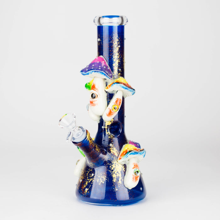 10" 3D Mushroom Spirit Beaker Bong – Glow in the Dark Glass Water Pipe Glass Bong 777 Smoke