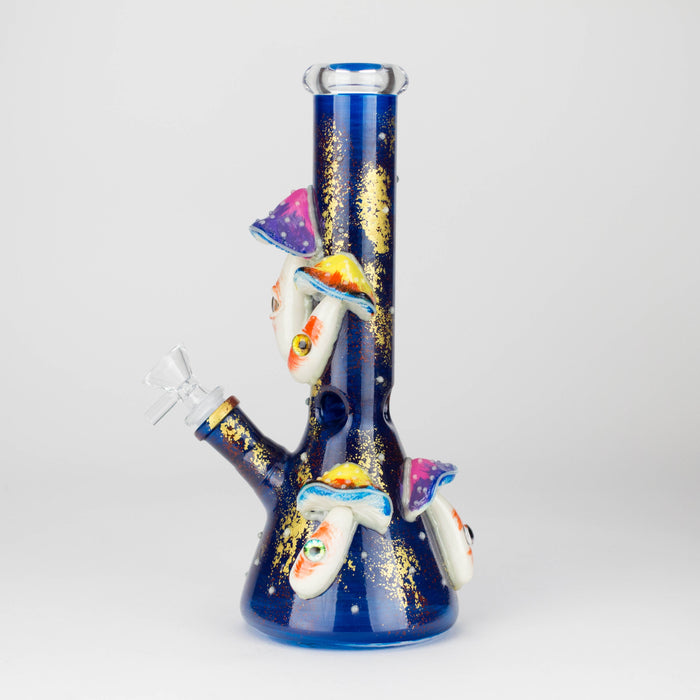 10" 3D Mushroom Spirit Beaker Bong – Glow in the Dark Glass Water Pipe Glass Bong 777 Smoke