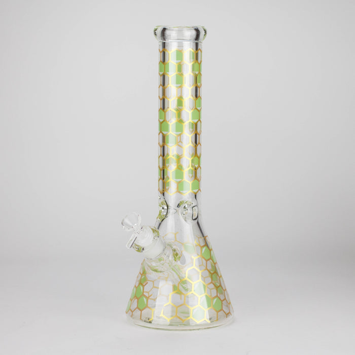 14" Beehive Design 7mm Thick Heavy Duty Glass Beaker Bong Glass Bong 777 Smoke Green