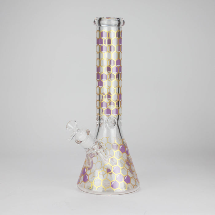 14" Beehive Design 7mm Thick Heavy Duty Glass Beaker Bong Glass Bong 777 Smoke Purple