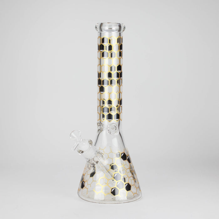 14" Beehive Design 7mm Thick Heavy Duty Glass Beaker Bong Glass Bong 777 Smoke Gray