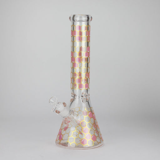 14" Beehive Design 7mm Thick Heavy Duty Glass Beaker Bong Glass Bong 777 Smoke Pink