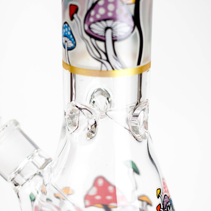 14" Mushroom Skull Design 7mm Thick Heavy Duty Glass Beaker Bong - Glow in the Dark Glass Bong 777 Smoke