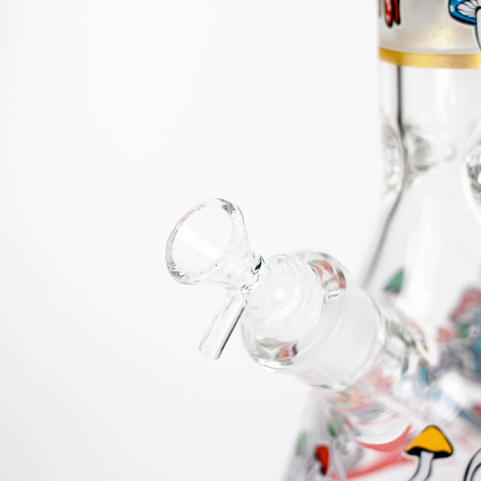 14" Mushroom Skull Design 7mm Thick Heavy Duty Glass Beaker Bong - Glow in the Dark Glass Bong 777 Smoke