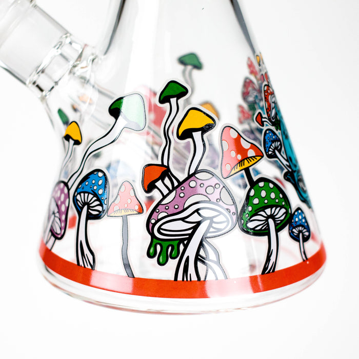 14" Mushroom Skull Design 7mm Thick Heavy Duty Glass Beaker Bong - Glow in the Dark Glass Bong 777 Smoke