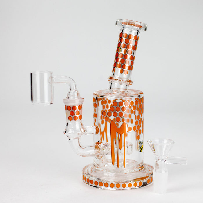 7" 2-in-1 Beehive Design Rig with Perc Banger & Bowl Included Glass Rig 777 Smoke Orange