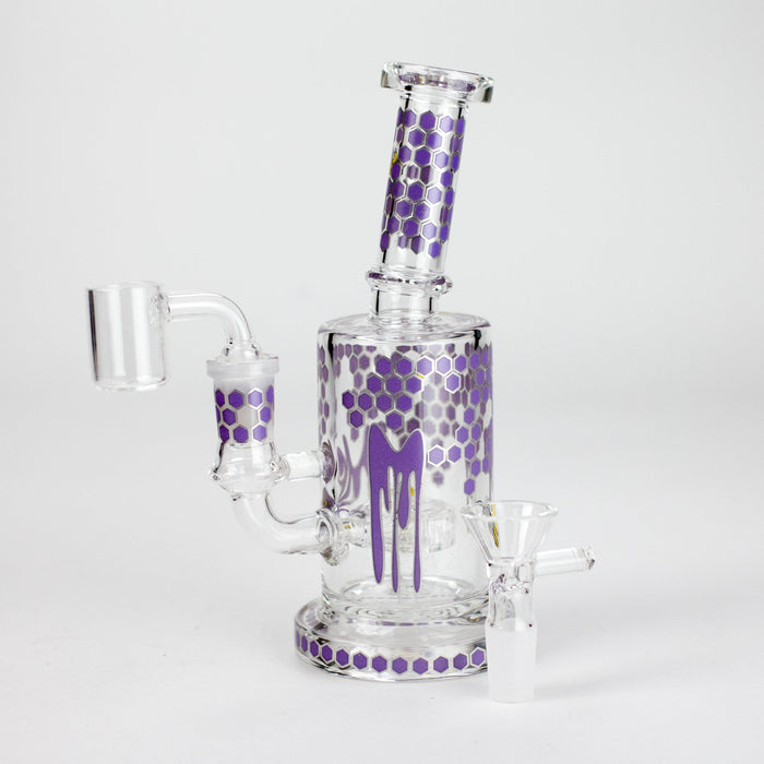 7" 2-in-1 Beehive Design Rig with Perc Banger & Bowl Included Glass Rig 777 Smoke Purple