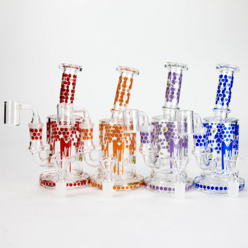 7" 2-in-1 Beehive Design Rig with Perc Banger & Bowl Included Glass Rig 777 Smoke