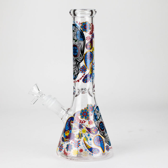 10" Sugar Skull New Design Glass Beaker Bong – Glow in the Dark Glass Bong 777 Smoke