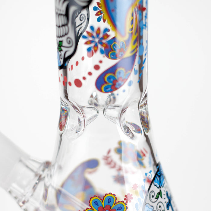 10" Sugar Skull New Design Glass Beaker Bong – Glow in the Dark Glass Bong 777 Smoke