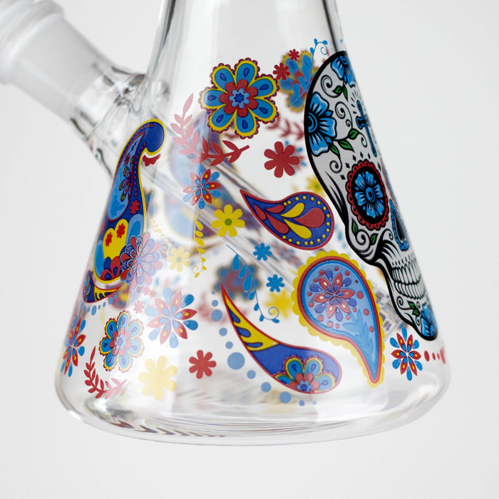 10" Sugar Skull New Design Glass Beaker Bong – Glow in the Dark Glass Bong 777 Smoke
