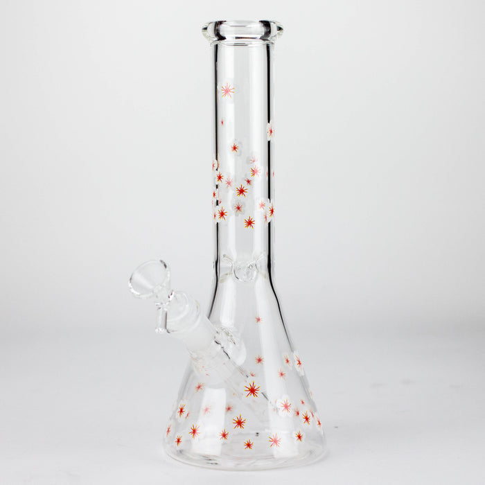 10" Cherry Blossom New Design Glass Beaker Bong Glass Bong 777 Smoke White