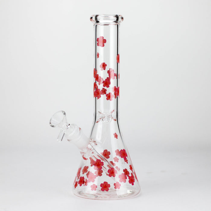 10" Cherry Blossom New Design Glass Beaker Bong Glass Bong 777 Smoke Pink
