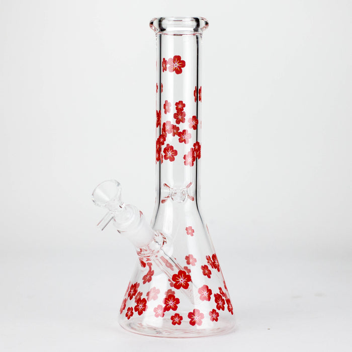 10" Cherry Blossom New Design Glass Beaker Bong Glass Bong 777 Smoke Red