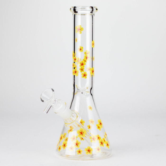 10" Cherry Blossom New Design Glass Beaker Bong Glass Bong 777 Smoke Yellow