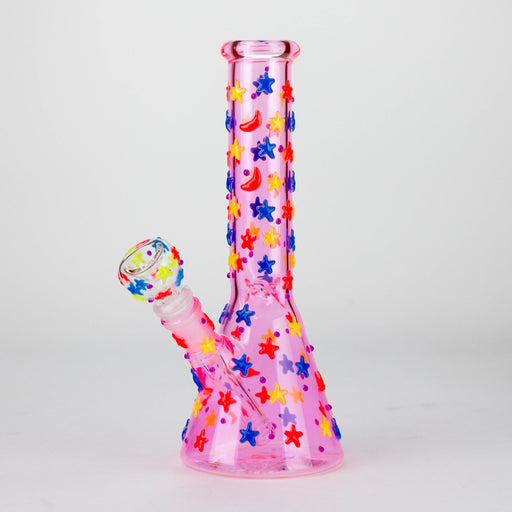10" 3D Moon Star Design Glass Beaker Bong – Glow in the Dark Glass Bong 777 Smoke
