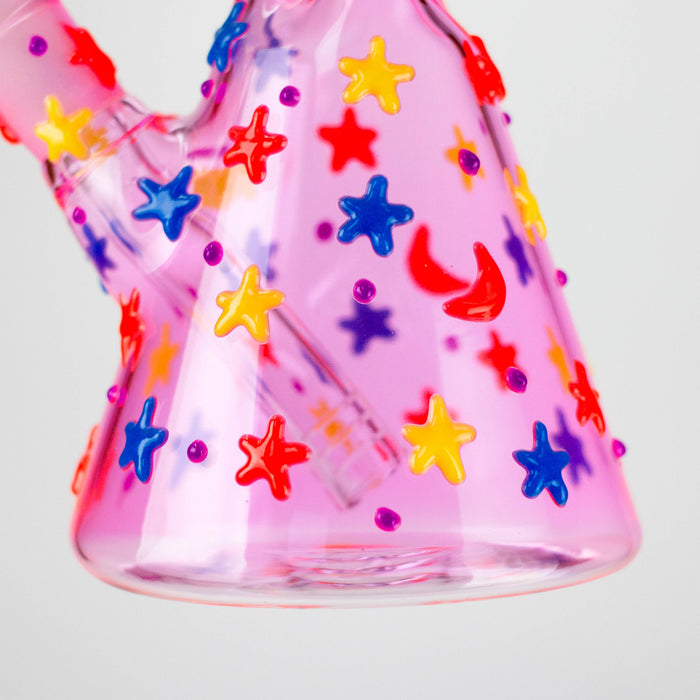 10" 3D Moon Star Design Glass Beaker Bong – Glow in the Dark Glass Bong 777 Smoke
