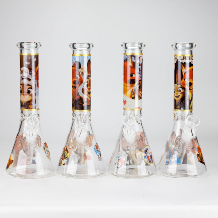 10" Fox and Bunny Design Glass Beaker Bong Glass Bong 777 Smoke Design1