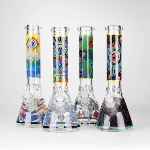 14" Eye Design 7mm Thick Heavy-Duty Glass Beaker Bong Glass Bong 777 Smoke