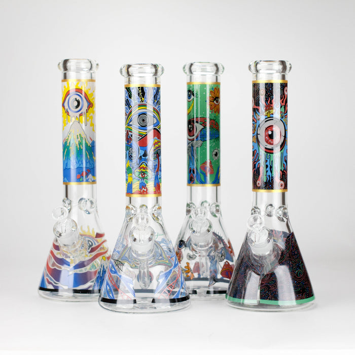 14" Eye Design 7mm Thick Heavy-Duty Glass Beaker Bong Glass Bong 777 Smoke