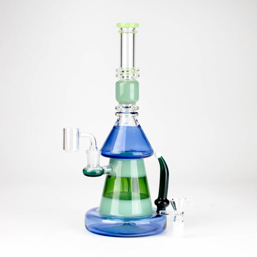 11" 2-in-1 Modern Art Glass Rig with Perc, Heavy Base, Banger & Bowl Glass Rig 777 Smoke