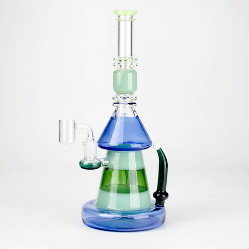 11" 2-in-1 Modern Art Glass Rig with Perc, Heavy Base, Banger & Bowl Glass Rig 777 Smoke
