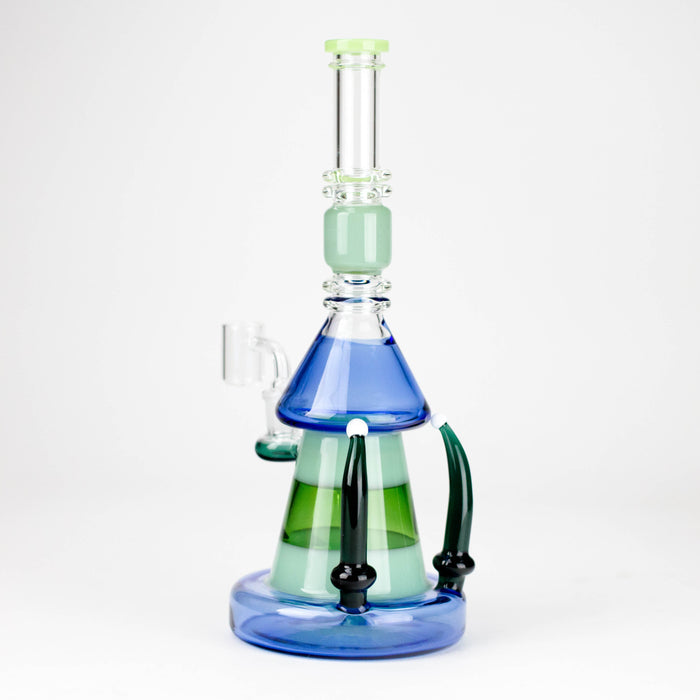 11" 2-in-1 Modern Art Glass Rig with Perc, Heavy Base, Banger & Bowl Glass Rig 777 Smoke