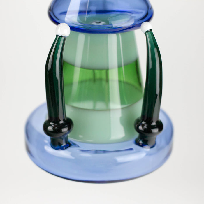 11" 2-in-1 Modern Art Glass Rig with Perc, Heavy Base, Banger & Bowl Glass Rig 777 Smoke