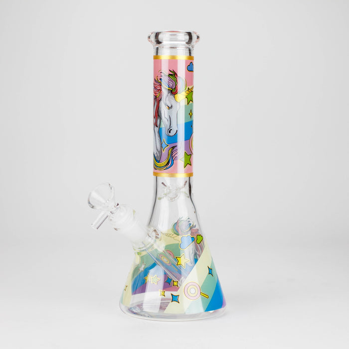 10" Unicorn Design Glass Beaker Bong Glass Bong 777 Smoke Design1