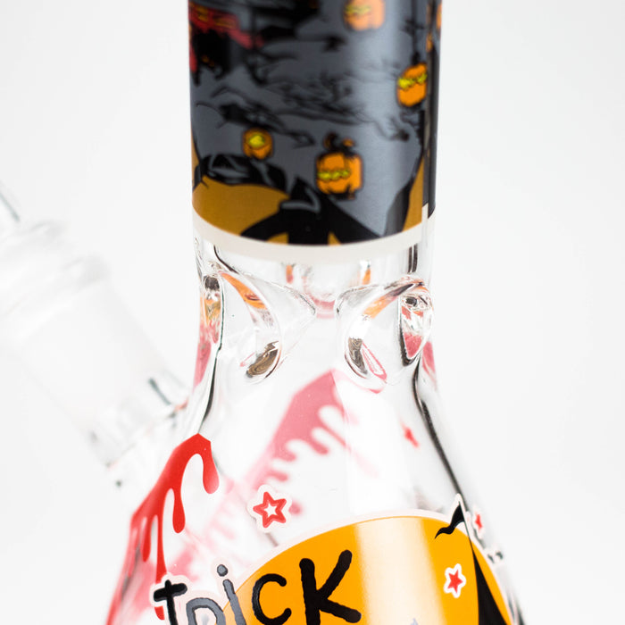 10" Halloween Design Glass Beaker Bong-Glow in the dark Glass Bong 777 Smoke