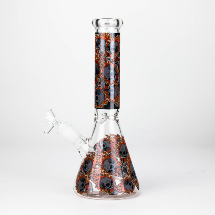 10" Furious Skull Design Glass Beaker Bong-Glow in the dark Glass Bong 777 Smoke