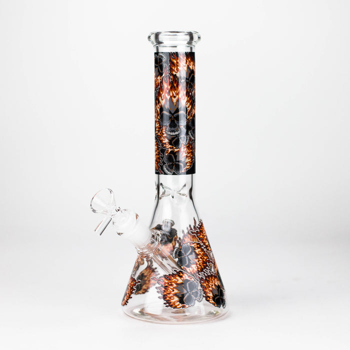 10" Furious Skull Design Glass Beaker Bong-Glow in the dark Glass Bong 777 Smoke Design4