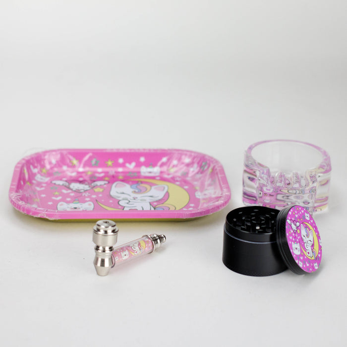 4-in-1 Metal Pipe Smoke Set Complete Kit Bundle 777 Smoke Kitty