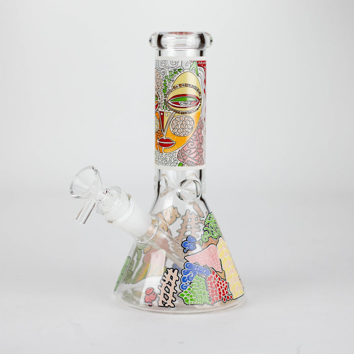 8" Abstract Art Design Glass Beaker Bong Glass Bong 777 Smoke Design2