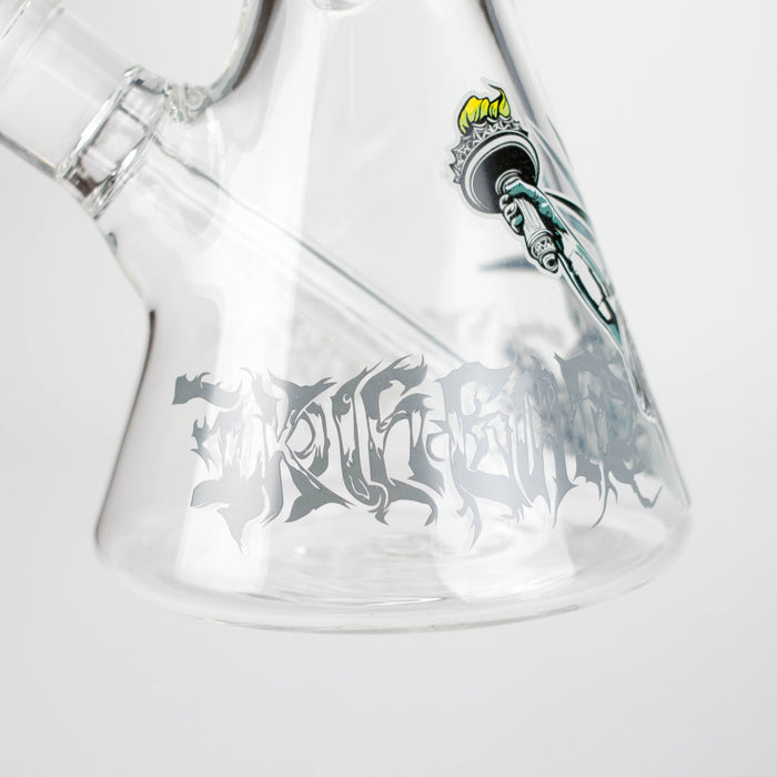 14" The Liberty Is Dead Design 7mm Thick Heavy Duty Glass Beaker Bong Glass Bong 777 Smoke