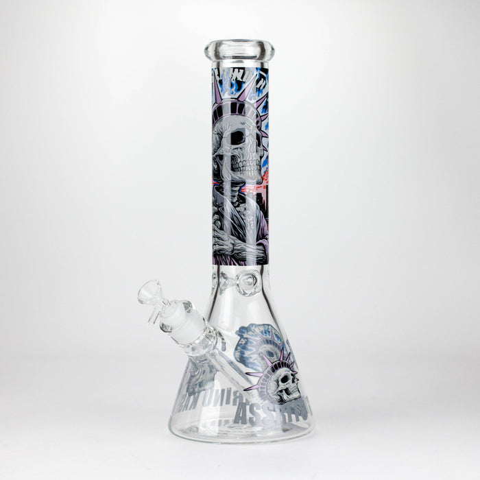 14" The Liberty Is Dead Design 7mm Thick Heavy Duty Glass Beaker Bong Glass Bong 777 Smoke Design4