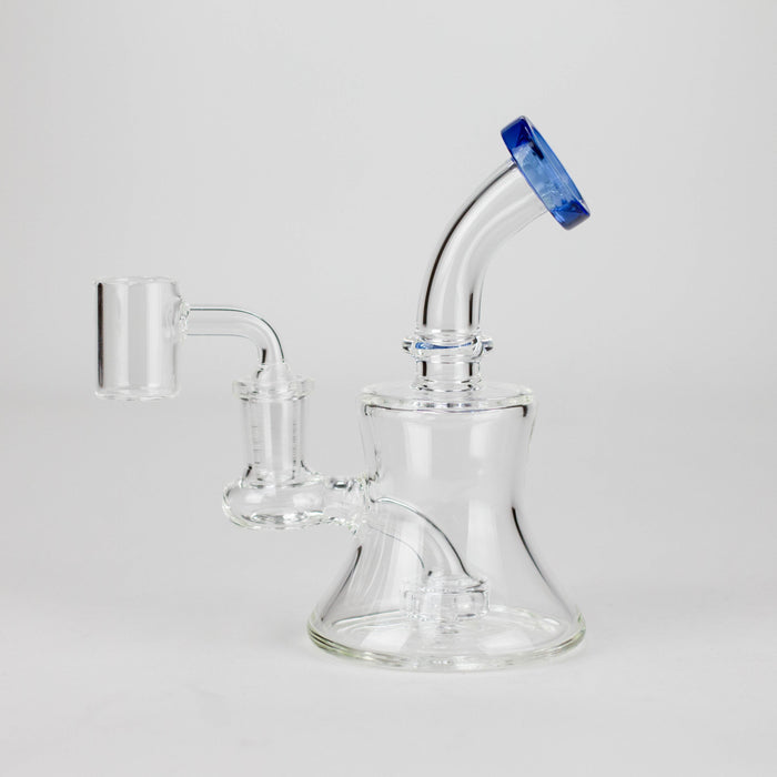 6" 2-in-1 Color Accented Mini Rig with Perc, Banger & Bowl Included Glass Rig 777 Smoke