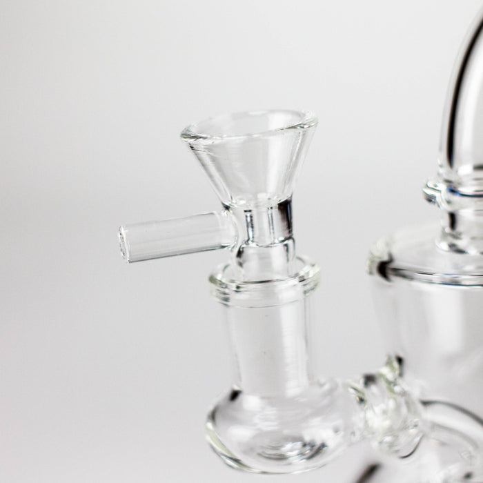 6" 2-in-1 Color Accented Mini Rig with Perc, Banger & Bowl Included Glass Rig 777 Smoke