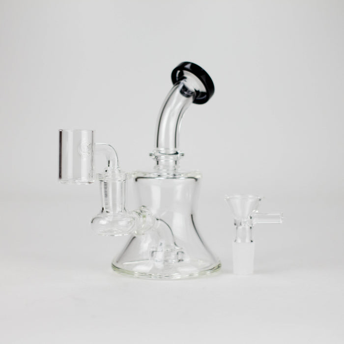6" 2-in-1 Color Accented Mini Rig with Perc, Banger & Bowl Included Glass Rig 777 Smoke Black